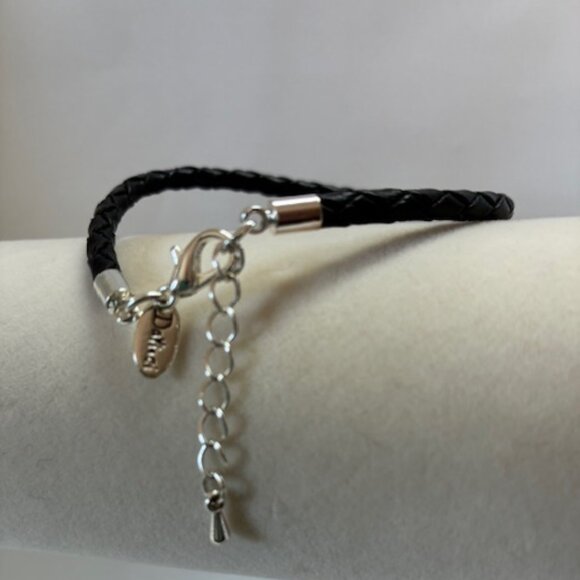 Bracelet - black leather braided band - Picture 2 of 2